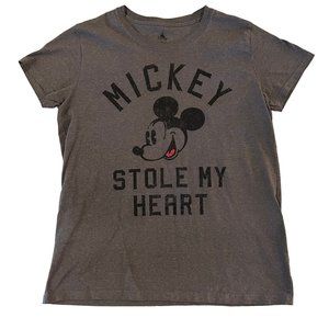 Like new Disney MICKEY STOLE MY HEART Gray Short Sleeve T-Shirt Size Lar…